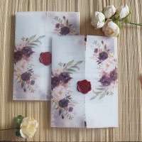Rose Invitation Vellum Paper Simple Style Wedding Card Personalized Custom